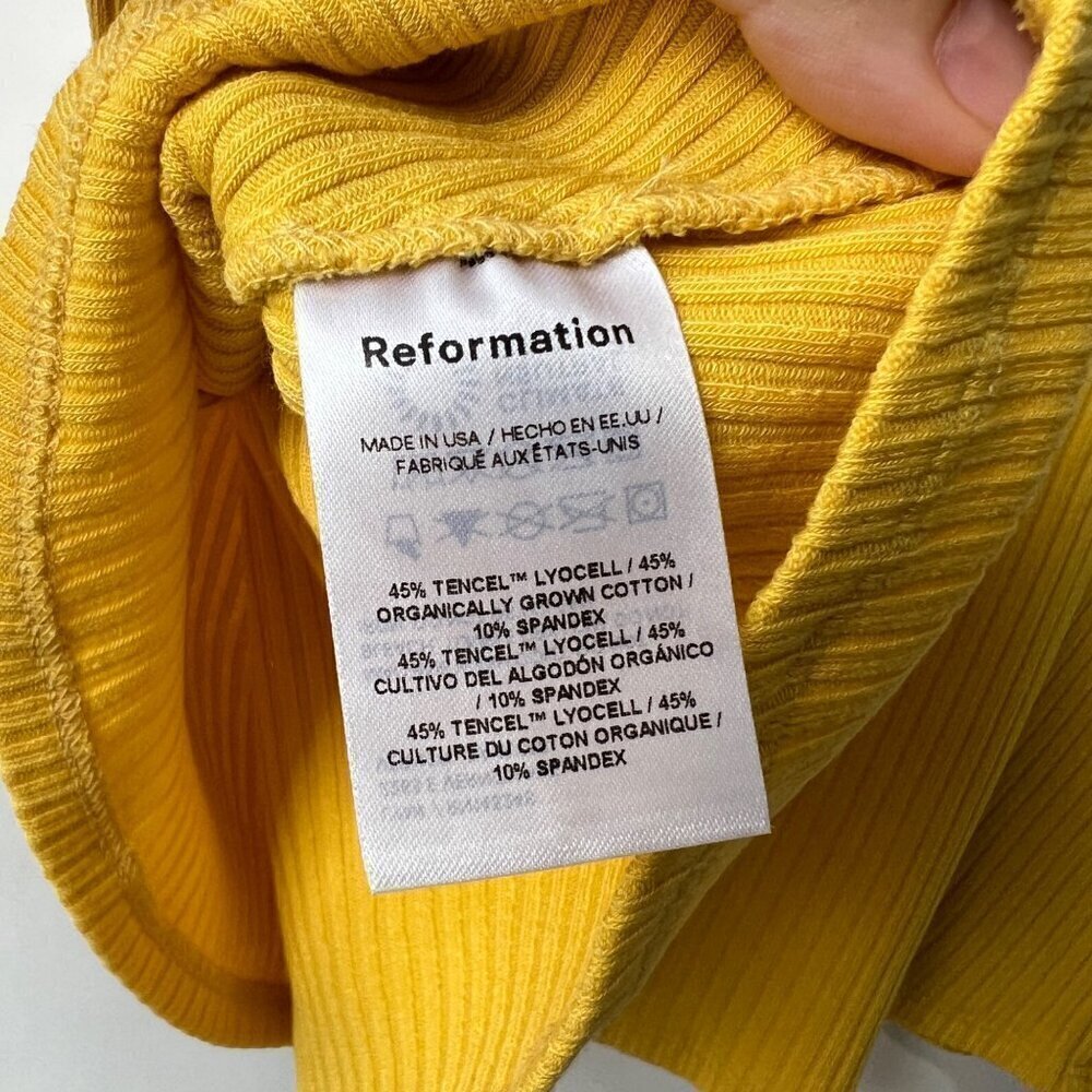 Reformation yellow Ribbed knit Aline mini skirt , Size S - Picture 6 of 7